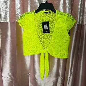 Floral pants set neon yellow nwt